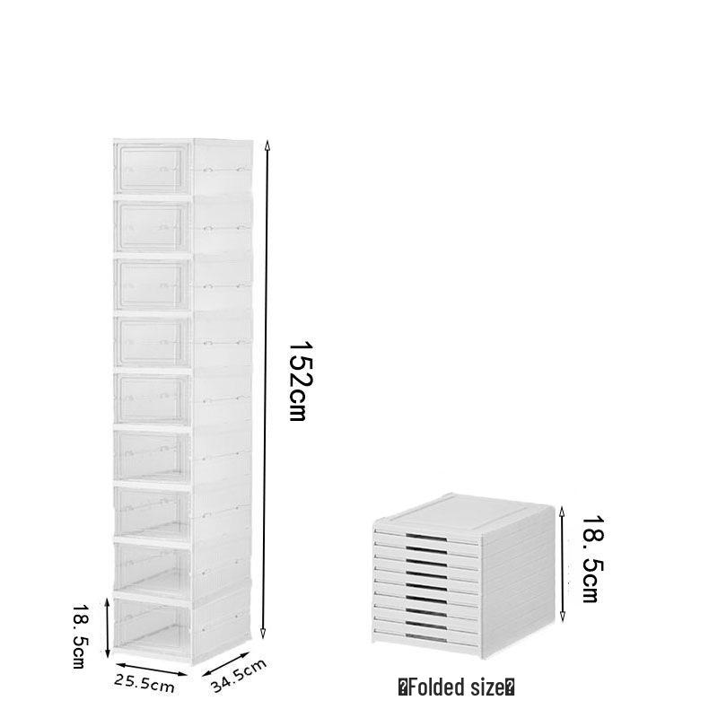 Foldable Magnetic Shoe Box Cabinet – No-Install, Space-Saving, Transparent Storage Solution.
