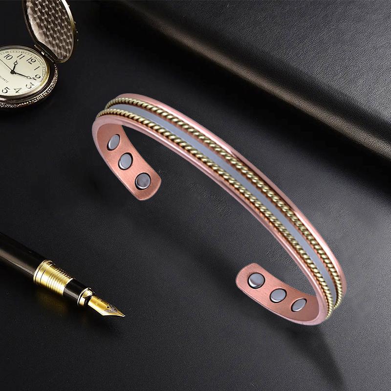 Vintage Copper Bracelets for Women Men 99.9% Pure Copper Magnetic Bangle with Energy Magnets Adjustable Cuff Jewelry Gift