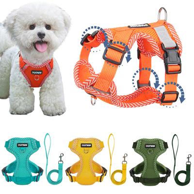 Set di imbracatura e guinzaglio per cani con regolazione a 4 punti per cani di piccola taglia, imbracatura per cani in rete riflettente, cinturino per il petto per cuccioli e gatti, articoli per animali domestici