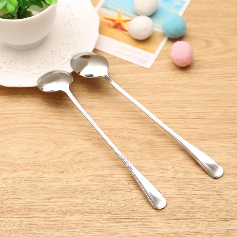 Kitchen Creative Stainless Steel Long Handle Spoon Ice Spoon Office Coffee Spoon Mixing Spoon Long Soup Spoon
