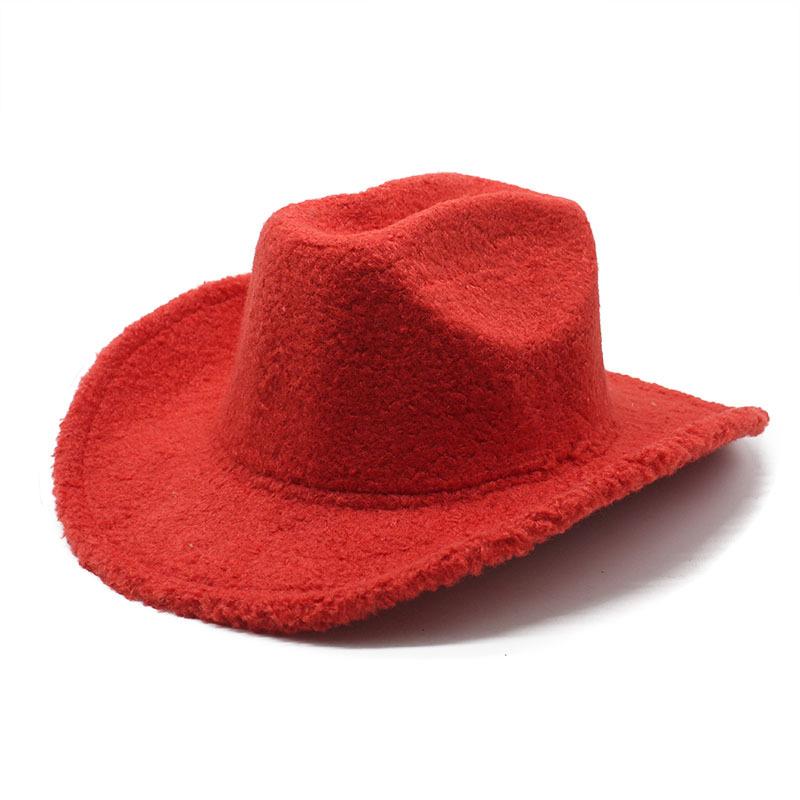 Carnival Party Hat Outdoor Vintage Western Cowboy Hat Top Hat Lamb Wool Hat Warm Jazz Hat