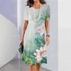Elegant Women Short Sleeve Fashion 3d Print Midi Dress Plus Size Beach Clothing