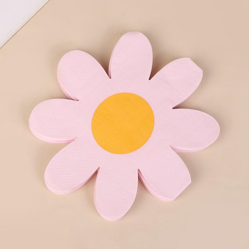 20Pcs Pink White Daisy Flower Paper Napkins Party Disposable Tissues Towel for Kids 1st Birthday Baby Shower Wedding Decoration
