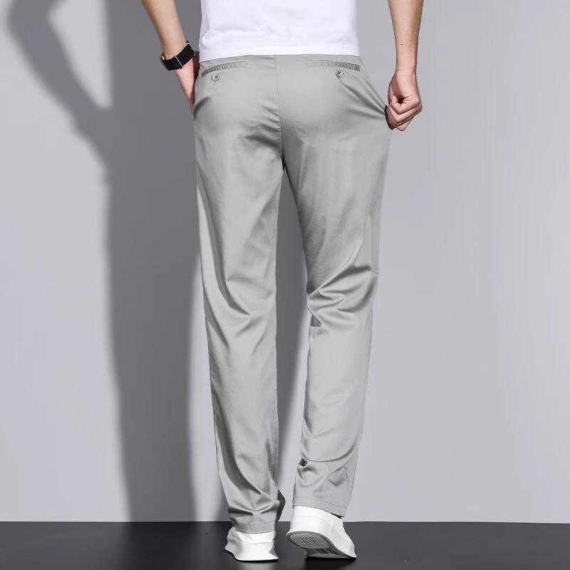 ROMON Tencel Casual Pants for Men, 2025 Summer New Lightweight Business Thin Dress Pants, Straight Loose Men's Ice Silk Trousers