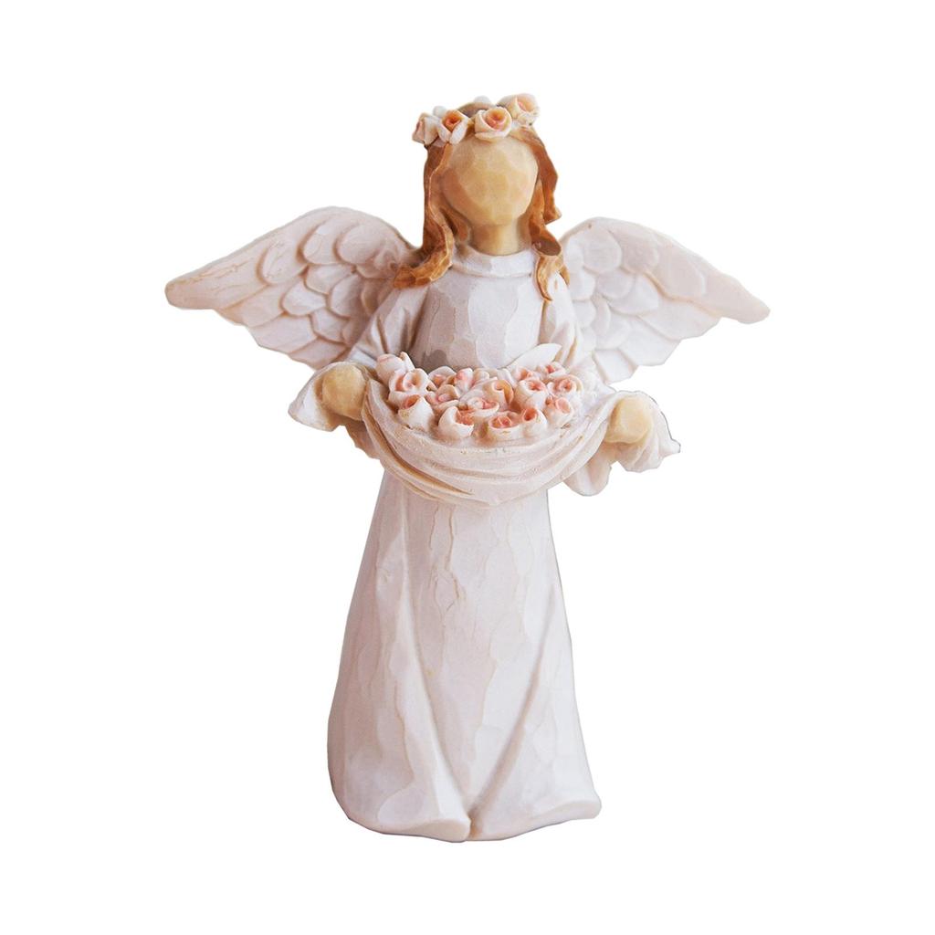 Angel Figurine Luxury Decorative Statuette Collectible Resin Sculpture for Living Room Bedroom Tabletop Decoration