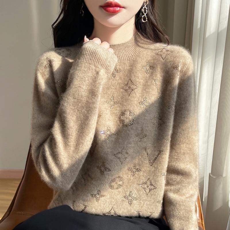 Dámský kašmírový svetr Kašmír Qinghe 30% kašmír 70% vlna podzimní a zimní pulovr hřejivý a módní