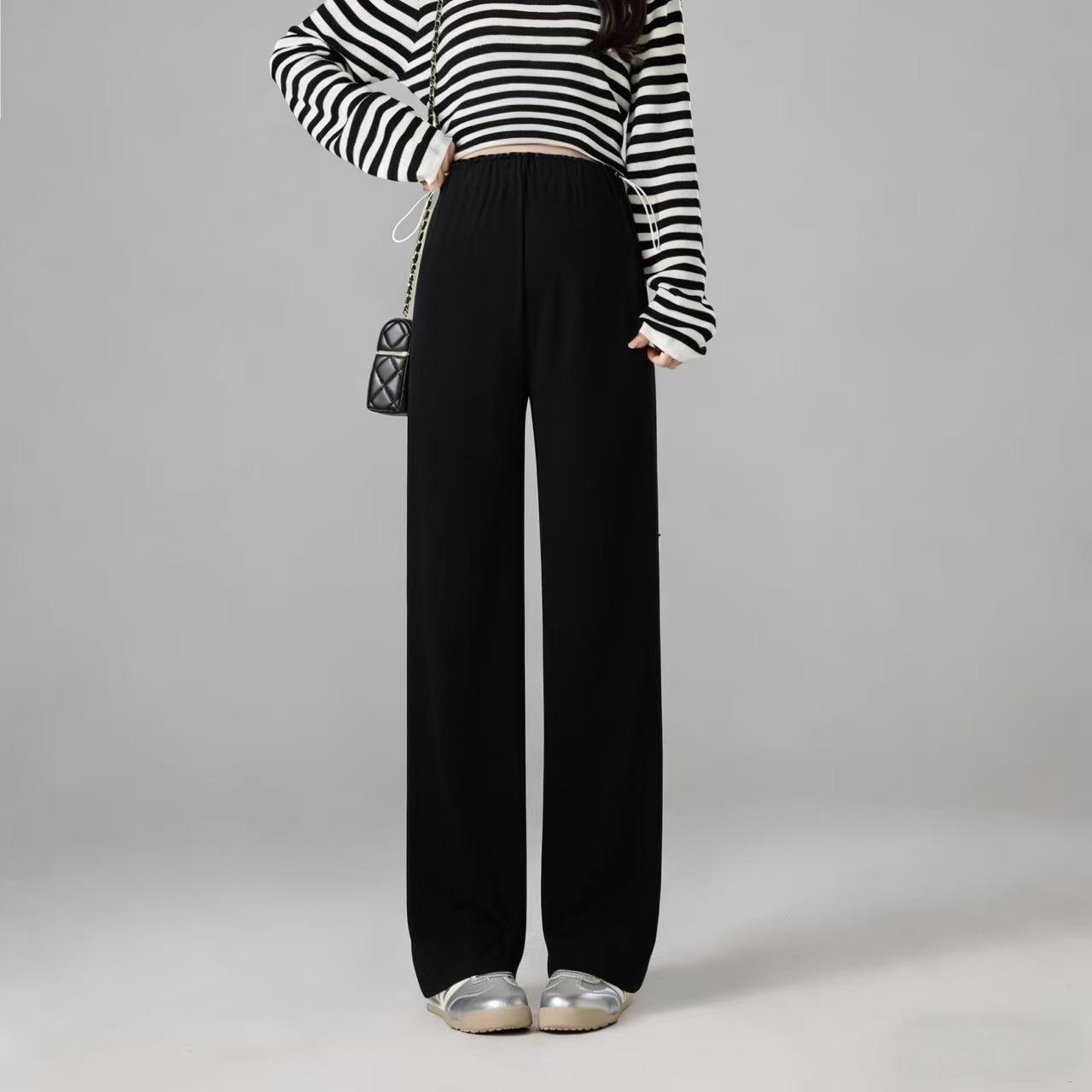 

High-Waist Cupro Maternity Wide-Leg Pants - Straight Cut, Loose, Slimming with Belly Support, Versatile for All Seasons. XL