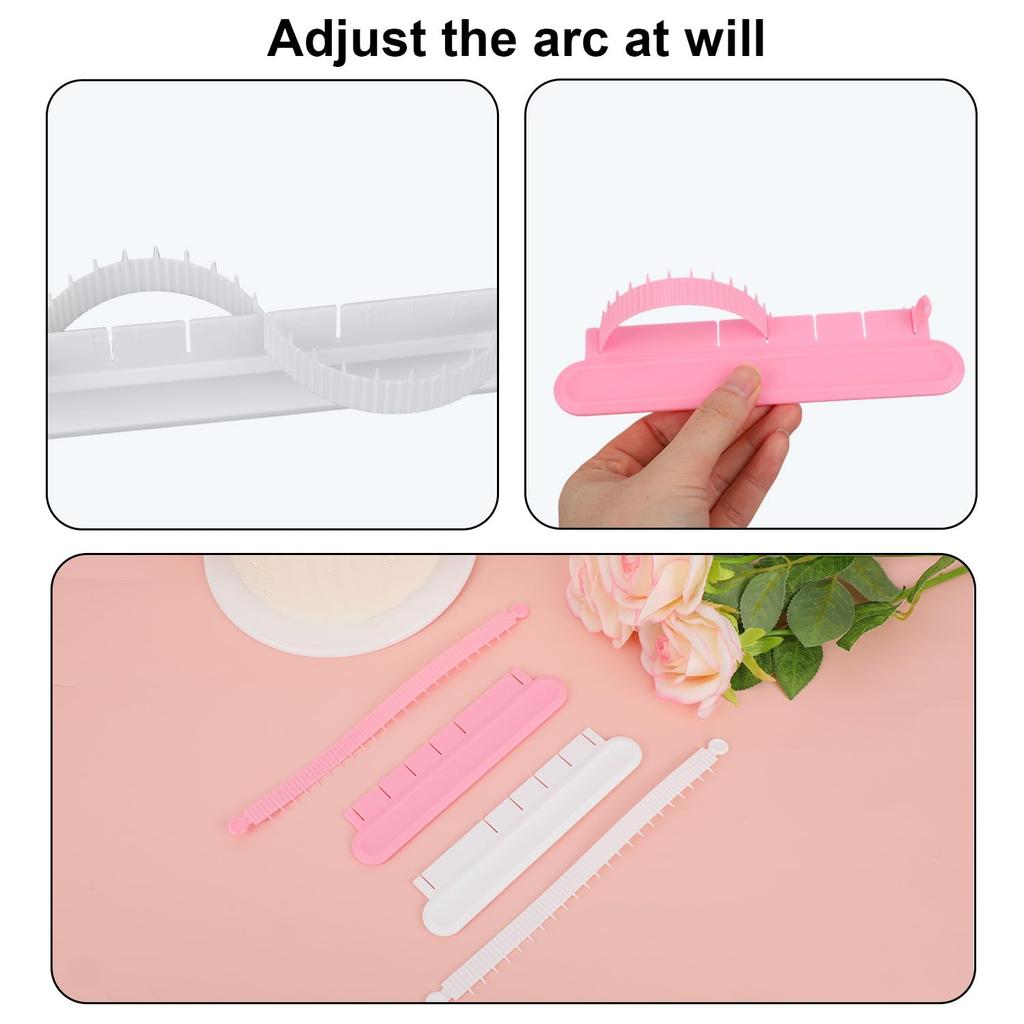 2pcs Fondant Cake Arc Ruler, Flip Cake Arch Guide Decorating Tool Adjustable Arc Ruler Baking Measure Pastry Essential Baking Accessory for Home