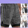 Herren Tarnung Lauf-Doppellagige Dehnbare Schnelltrocknende Fitnessshorts Mit Sicherer Handytasche