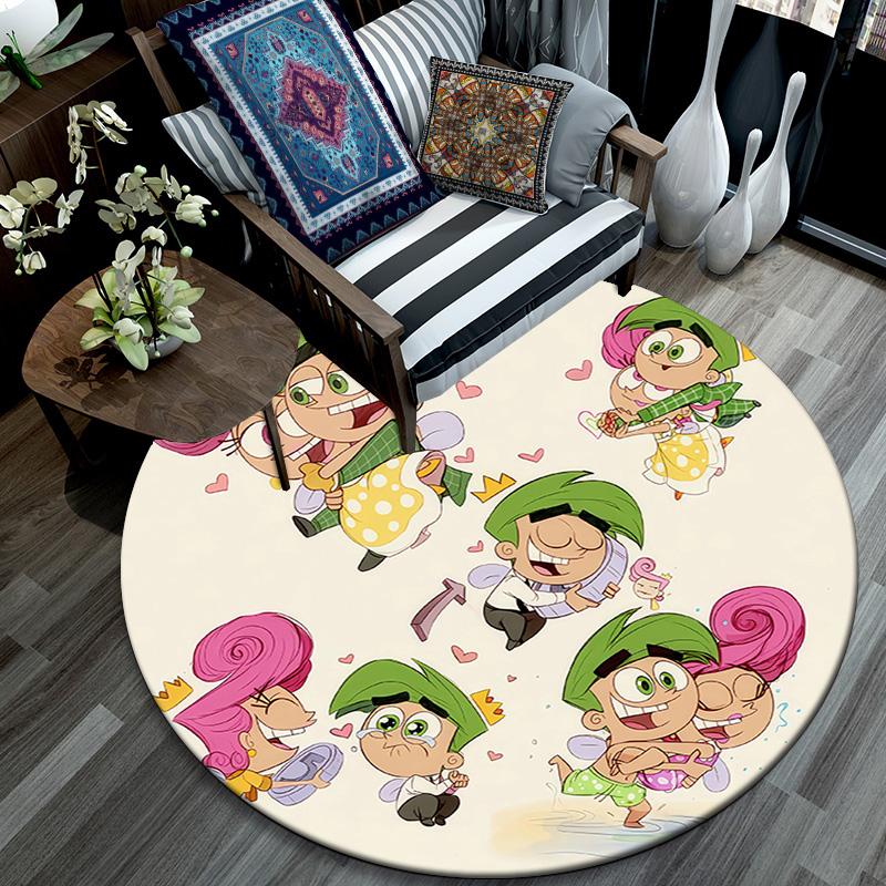 The Fairly OddParents2 Round Area Rug,Carpet Rug for Living Room Bedroom Sofa Playroom Decor,Non-slip Floor Mat