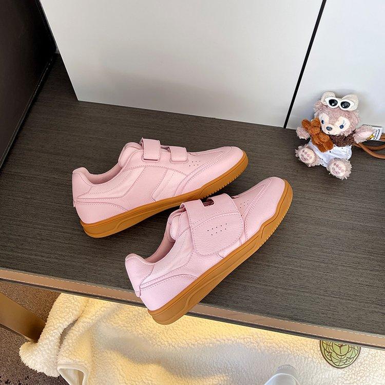 Thick-soled Velcro little white shoes women's spring 2025 new casual versatile moral training shoes round head sports board shoes