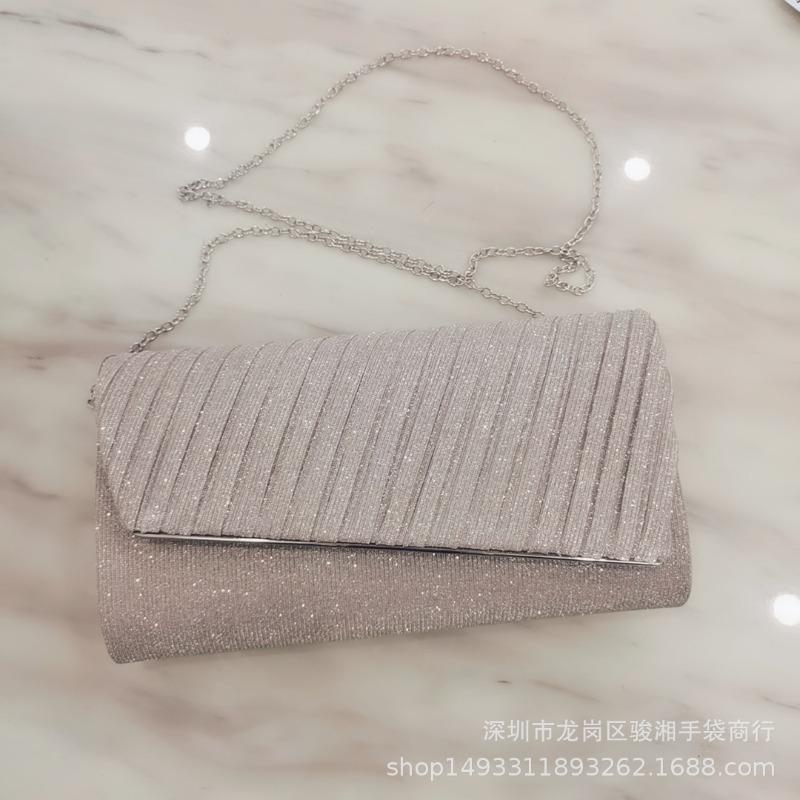 

New Shiny Pleated Large Capacity Handbag Female Princess Bag Wholesale Crossbody Bag Dinner Bag Dress Bag