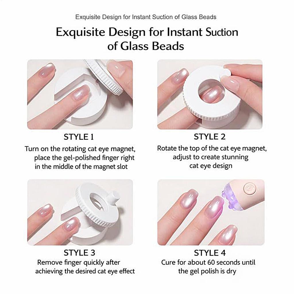 Rotating Cat Eyes Nail Magnet Wide Light Glass Bead Effect Multifunctional Strong Automatic Nail Arts Magnetic for Gel Nail