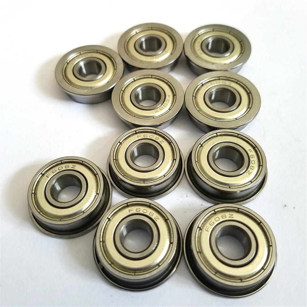 10ks Nové F608ZZ 8mm*22mm*7mm Kuličková ložiska s přírubou Metrická kuličková ložiska s přírubou