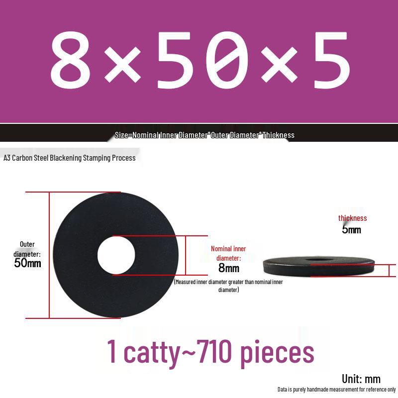 Black Oversized Thickened Round Metal Flat Washer Spacer for Home Use