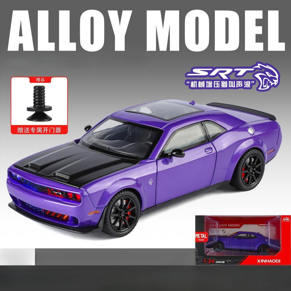 1:24 Challenger Hellcat Redeye Litinový Model Muscle Car Zvuk A Světlo Stahovací Dětská Hračka Sběratelský Předmět Dárek k Narozeninám