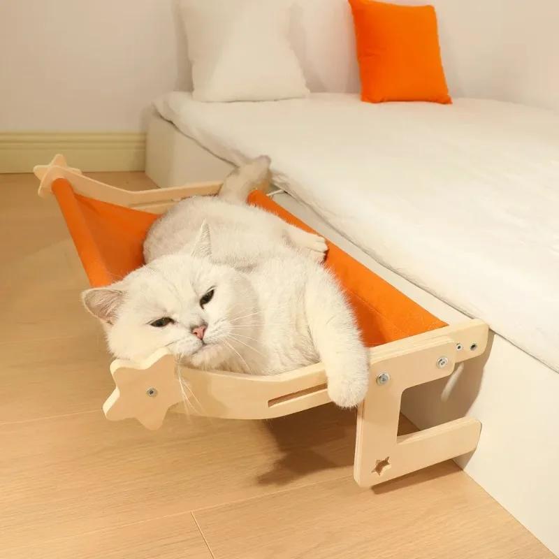 Cat Bedside Hammock & Window Perch, Cat Bed Attachment for Human Bed, Perfect for Indoor Cats Inside