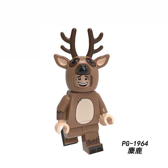 Animals Pumping Series Rabbit Cow Gingerbread Man Cat Dog Dargon Kangaroo Deer Building Blocks Toys