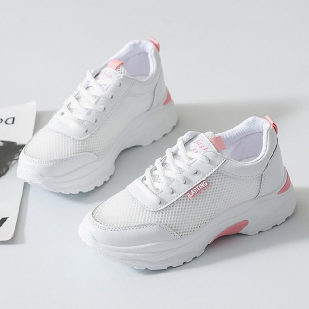 Nettsko Dames Hule Enkeltnett Sportssko Pustende Lavsko Sommer Ensfarget Løpesko Nett Pappa-sko