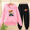 Student Uniform, Hooded Sweatshirt + Long Pants Set, Cartoon Car Pattern, 3 To 13-year-old Boys' and Girls' Sportswear,loose Set