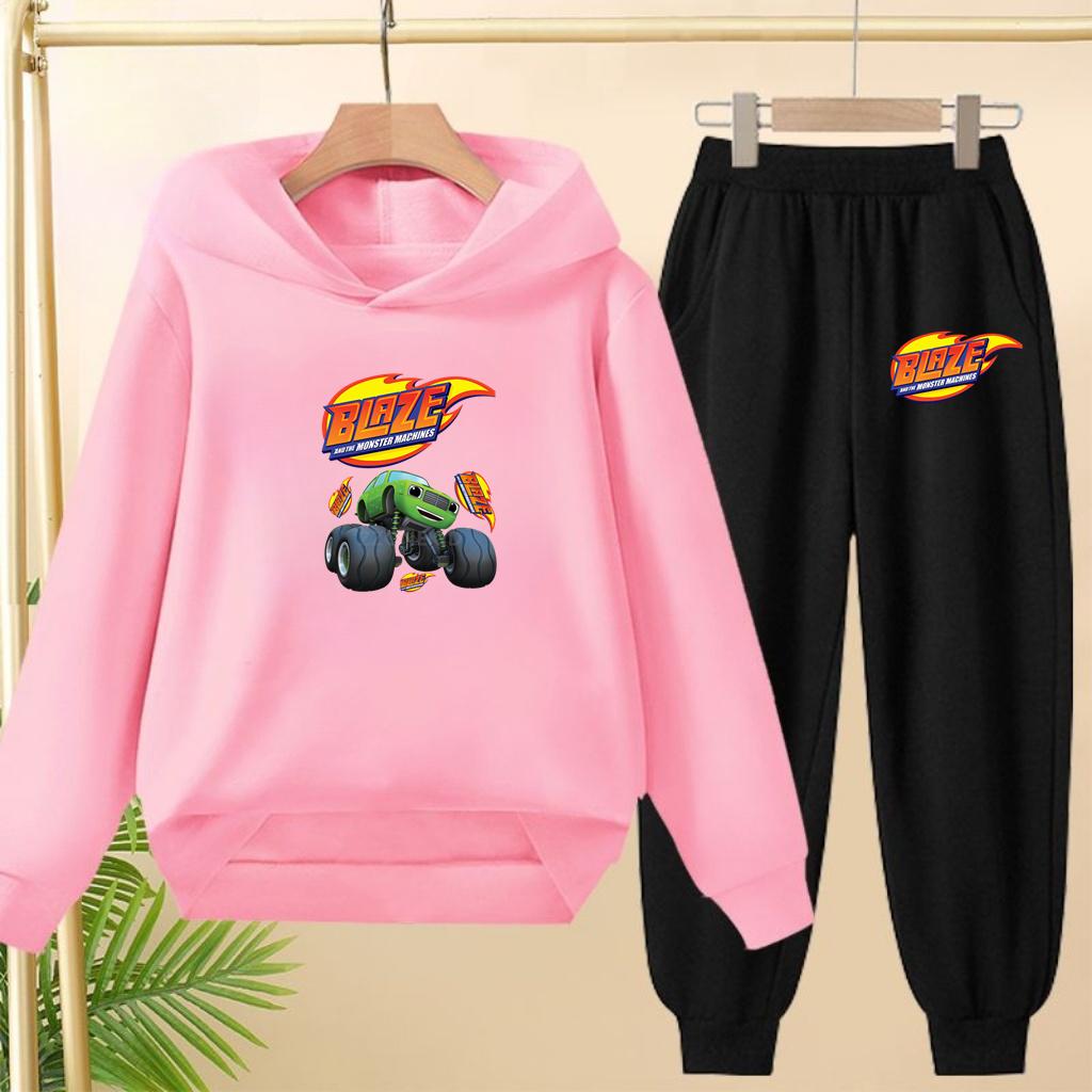 Student Uniform, Hooded Sweatshirt + Long Pants Set, Cartoon Car Pattern, 3 To 13-year-old Boys' and Girls' Sportswear,loose Set