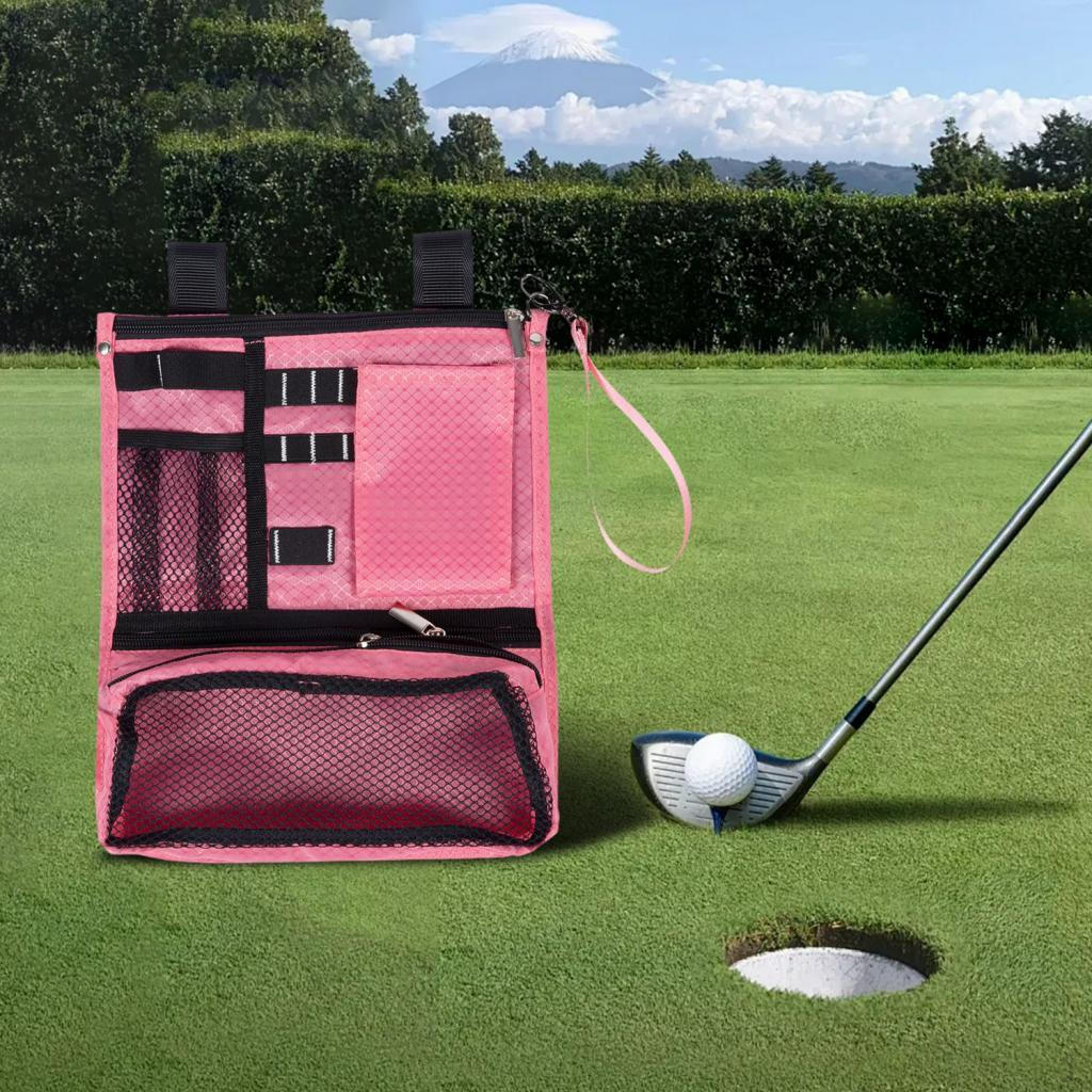 

Сумка для гольфа, чехол для мячей, большая вместимость, аксессуары, универсальное хранение, ткань Оксфорд, инструменты для выдергивания розовый