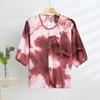 2025 Women's Floral Cotton & Linen Sun Protection Set - Shirt & Long Pants with Five-Sleeve Design