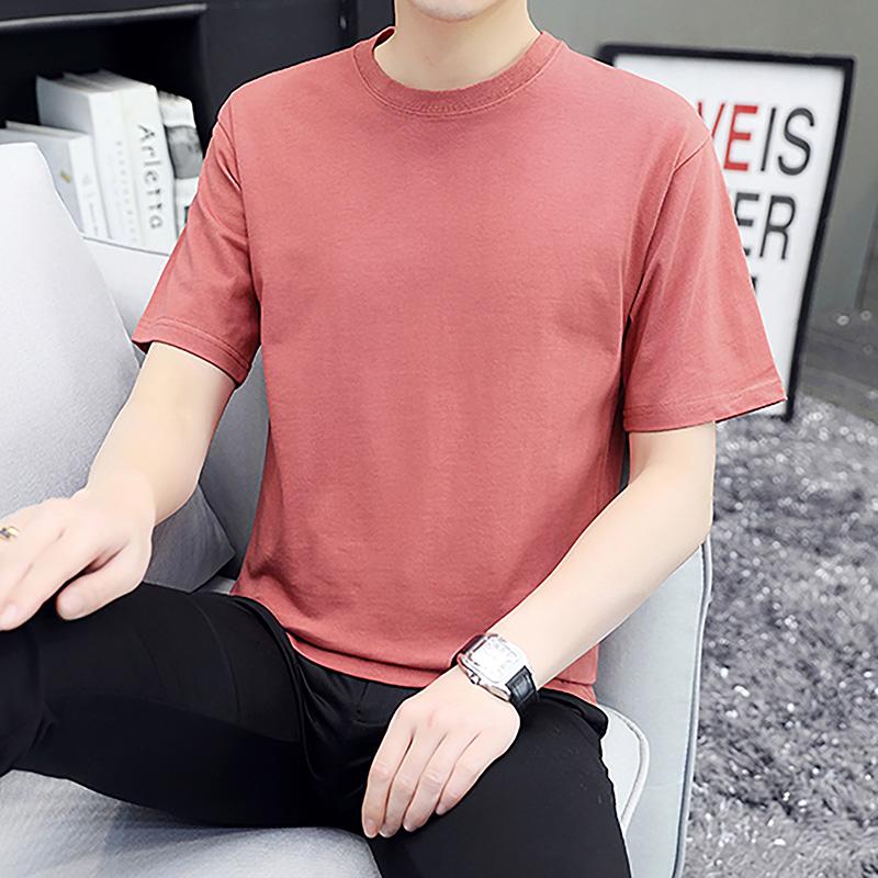 Cotton Short-sleeved Style Pure Cotton Short-sleeved T-shirt Men's Small Off-shoulder Half-sleeve Plus Size Cotton High-density Cotton Short-sleeved