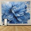 1pc Blue Floral Tapestry - Polyester fabric, machine washable, suitable for living room and bedroom decoration, easy to install
