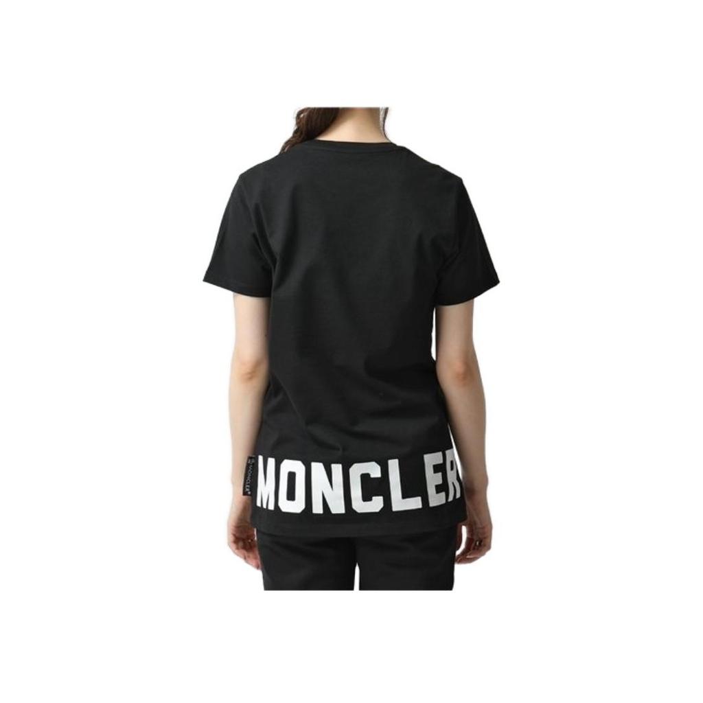 Moncler Logo Print Short Sleeve T-Shirt Women Tops Black 8091650-V8094-999
