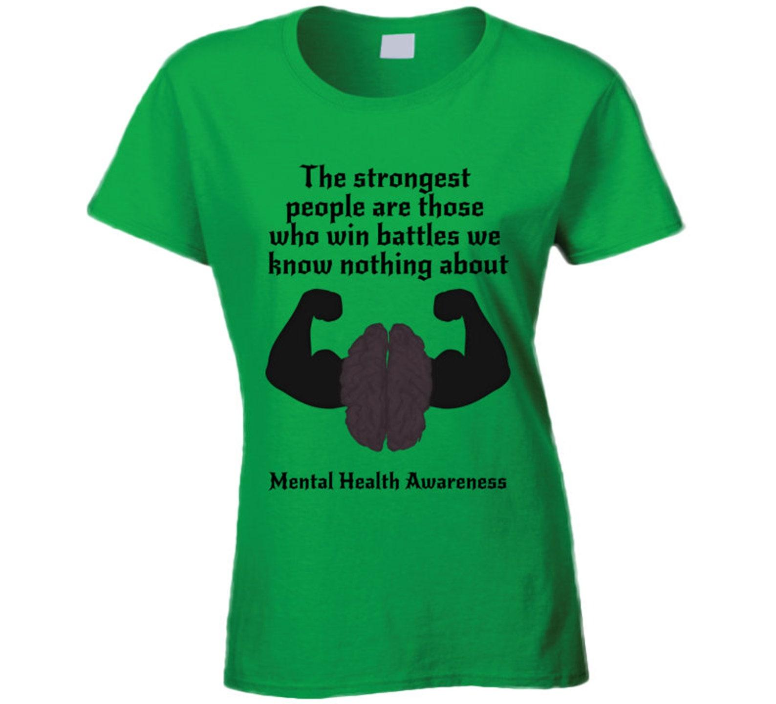 Mental Health Awareness Strength Green Ladies T Shirt XL