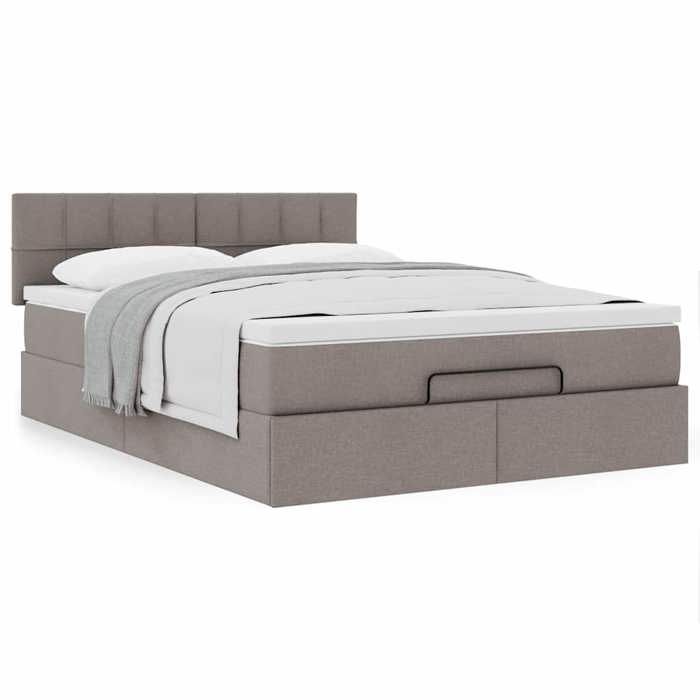 Cadre de lit ottoman - Maison Exclusive - 140 x 190 cm - Tissu taupe - Rangement hydraulique