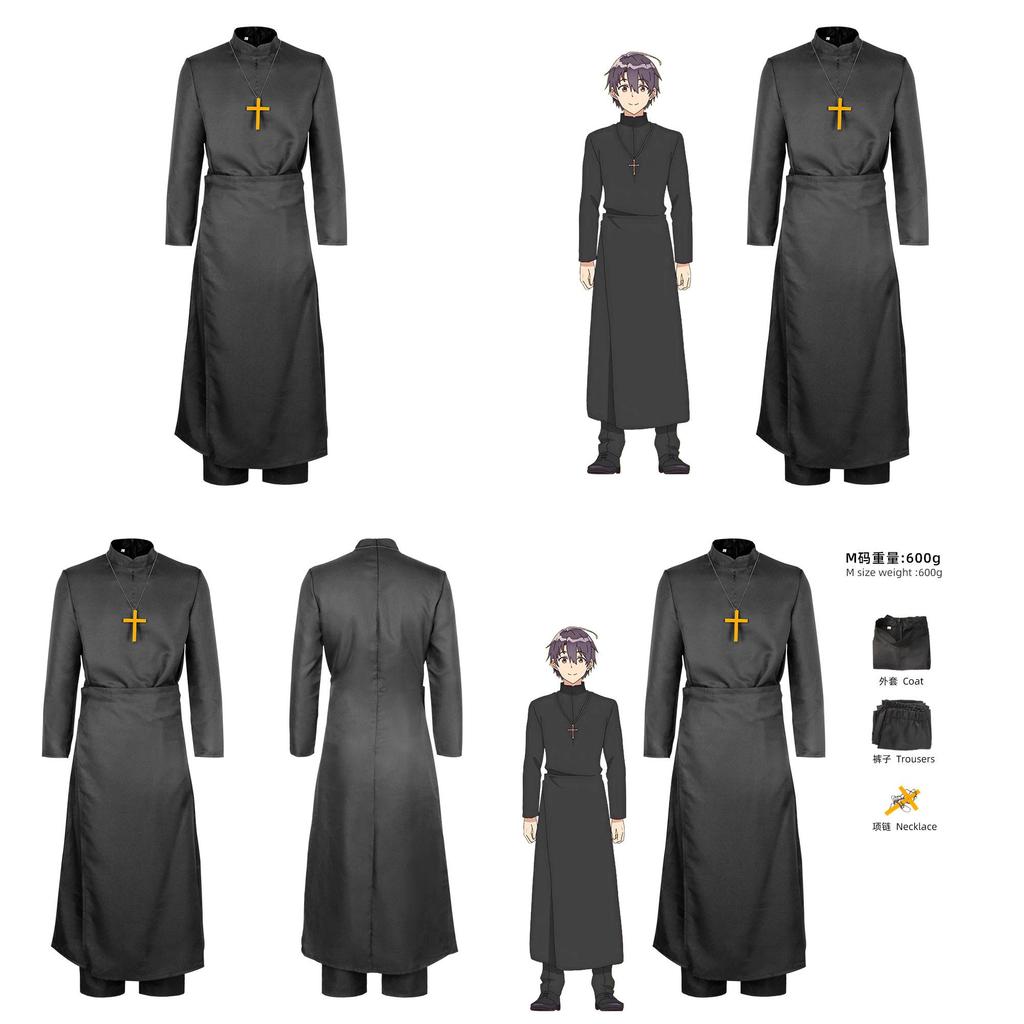Nordic Anime White Saint And Black Pastor Cosplay Costume Lawrence Halloween Dress Up