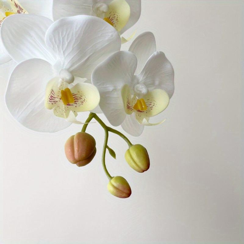 6pcs Realistic Artificial Orchid Stems - Lifelike Butterfly Orchids with Vibrant Green Leaves, Yellow Flowers & Elegant Pottery, Perfect for Home