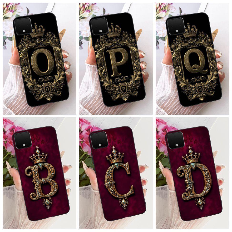 For Google Pixel XL4 Case Silicone Luxury Crown A-Z Letters 2D Flat Pattern Soft Casing For Google Pixel 4 XL G020 G020P Cover