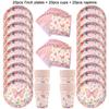 Pink Butterfly Disposable Tableware Set Paper Plates Cup Tablecloth Girls Butterfly Theme Birthday Party Decoration Supplies
