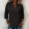 Womens Spring Tops Lace Patchwork 34 Sleeve Summer Shirts for Women Casual Loose Womens Summer Shirts Blouse