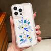 Luxury Floral Pattern Clear Shockproof Case For iPhone 16 Pro Max 16E 15 14 Pro 13 12 11 Diamond Frame Anti-Fall Soft Silicone Phone Cover