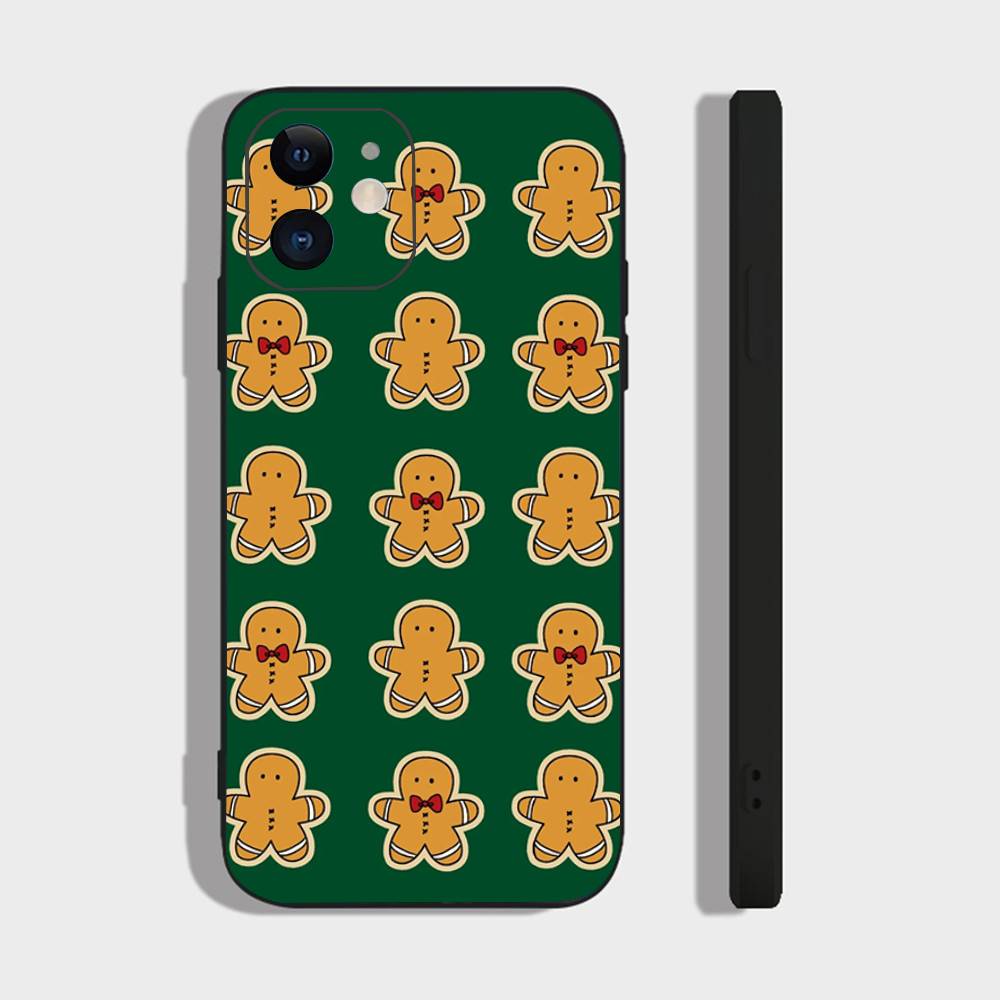 G-Gingerbread Man Christmas Phone Case For IPhone 17 Air 16 15 14 13 Pro Max 11 12 Black Silicone Cover