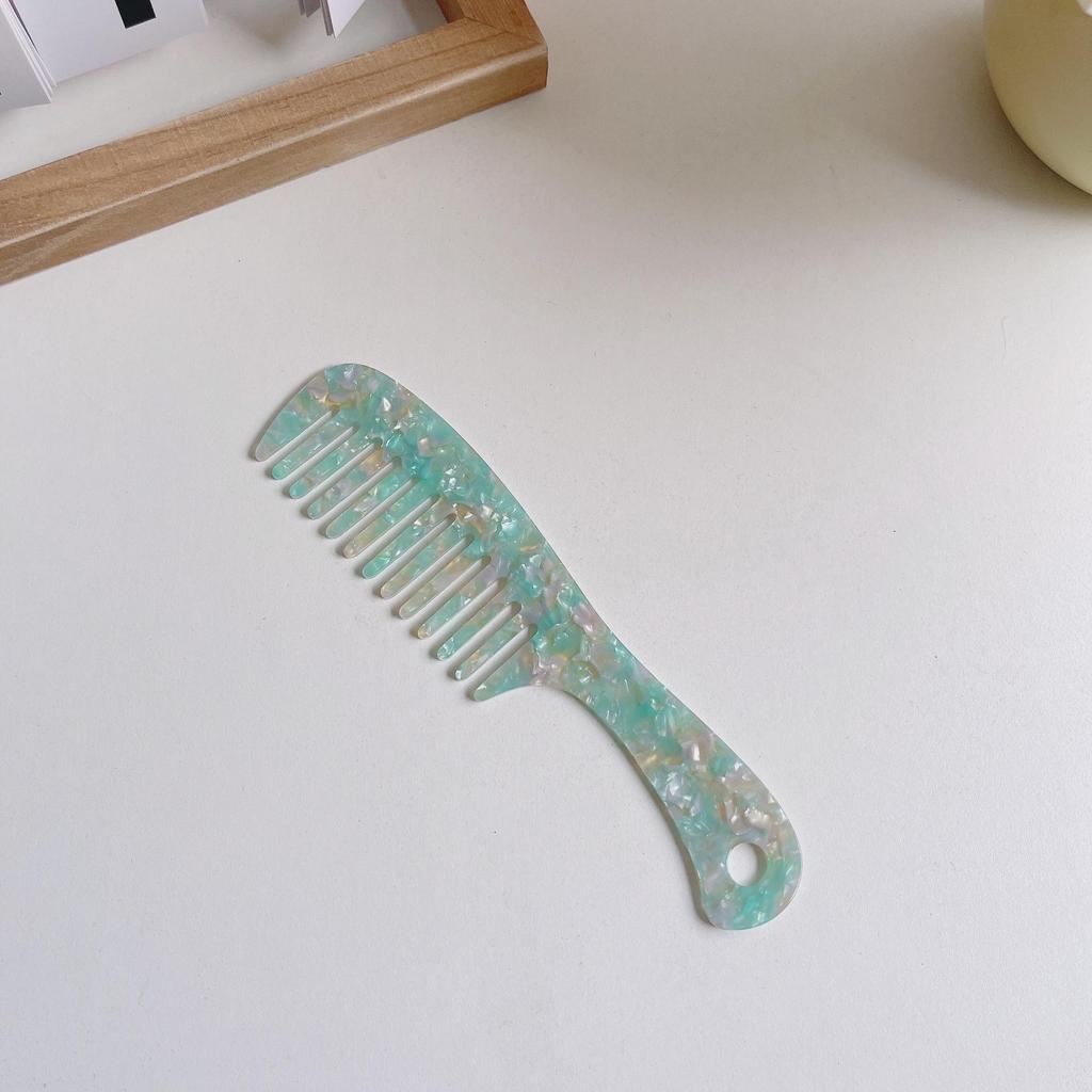 European & American Fashion Marble Texture Acetate Hair Comb - Large Handle, Anti-Static