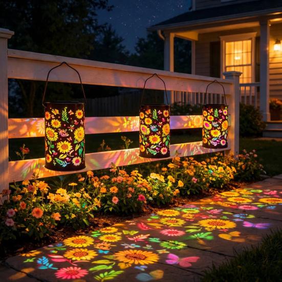 Solar Sunflower Garden Lantern Metal Outdoor Hanging Light Waterproof Energy-Saving Tabletop Light for Patio Pathway Decor