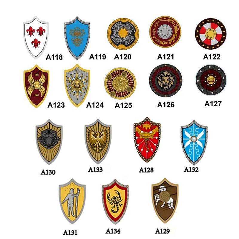 MOC Mittelalterliche Bausteine Charakter Ritter Krieger Zubehörset Helm Schulterrüstung Schild Bogen Pfeil Stein Geschenk Spielzeug X022