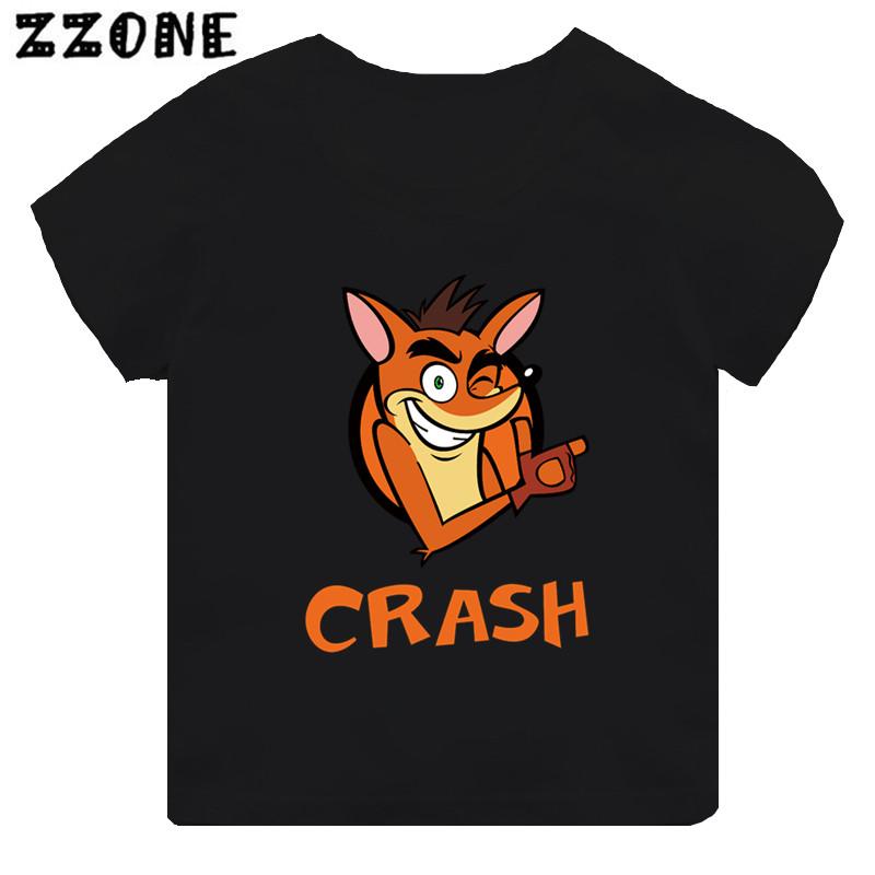 

Гарячий розпродаж Гра Crash Bandicoot Принт Мультяшна Дитяча Футболка для Дівчаток Одяг для Малюків Чорна Футболка з Коротким Рукавом Дитячі Топи 130