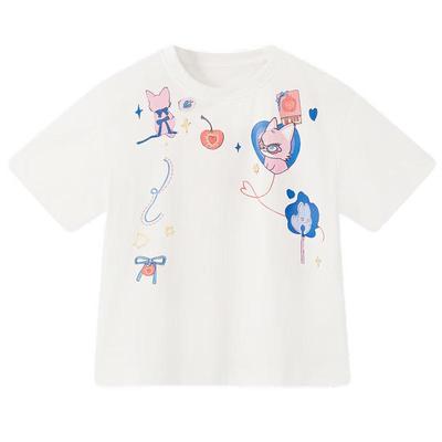 MQD Girls' Cartoon Print Casual Short-Sleeve T-Shirt