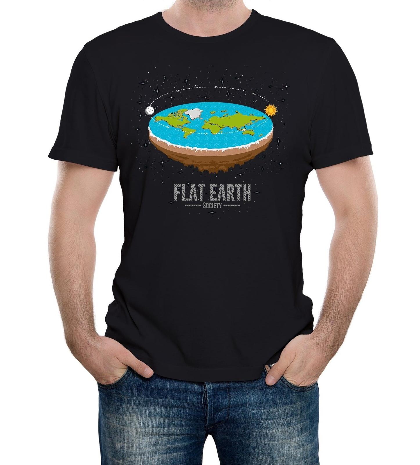 Mens Flat Earth Society Funny Conspiracy Theory Space Globe World T-Shirt Mens Womens Tees Top XL