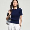 % Cotton knitted sweater women's summer new temperament high-end sense thin twist thin short-sleeved crew neck top thin