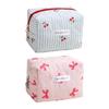Plaid Bow Makeup Bag, Quilted Cherry Cosmetic Pouch, Student Lightweight Storage, Portable And Multifunctional