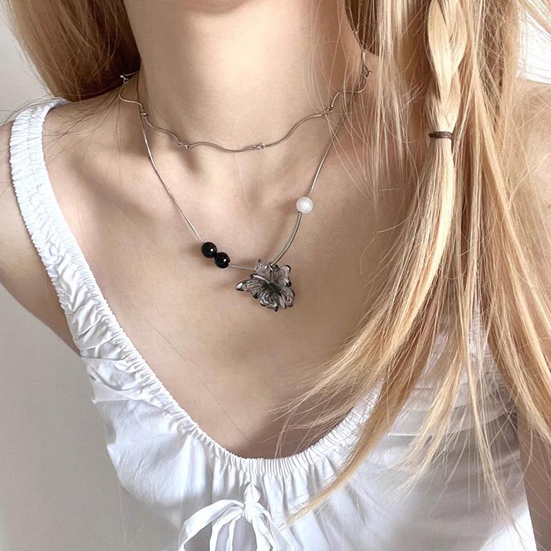 

Двухслойное ожерелье-бабочка для женщин, девушек, изысканное, персонализированное, милое, цепочка для ключицы, ювелирные аксессуары, подарок