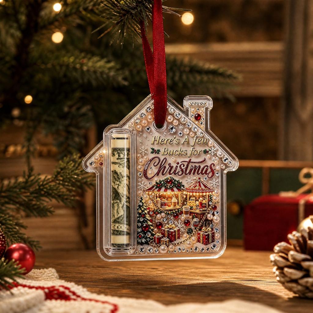 Christmas Ornament - 2D Flat Acrylic Holder Hanging Decoration for Gift Cards and