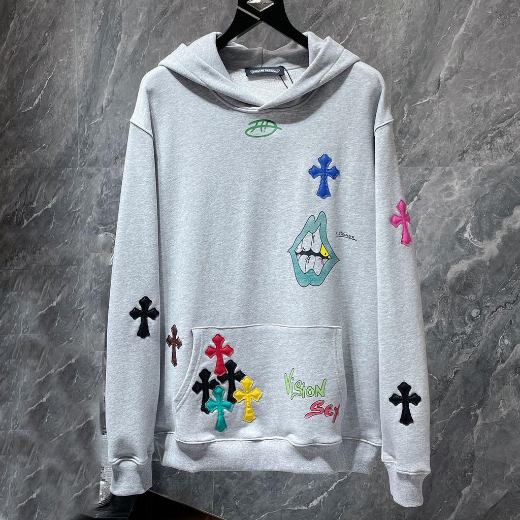 8653 CHROME HEARTS New Spring and Autumn Plus-size Thin Style Classic Style Logo Hooded Sweatshirt for Couples